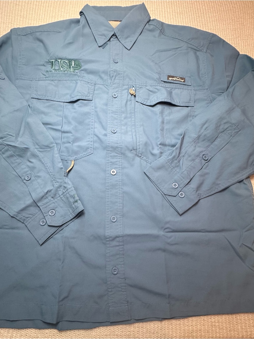 Eddie Bauer Men's Slate Blue Long-Sleeve Button-Down Shirt